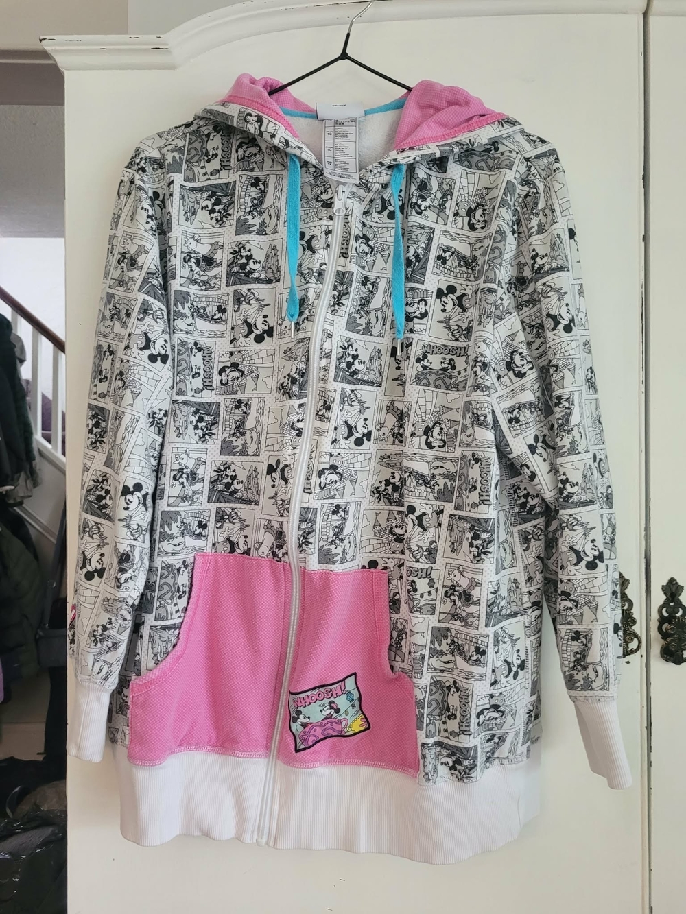 Disney Pink, Black & White Comic Strip Zip Hoodie